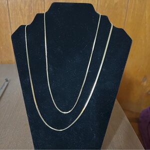 Two Plain Gold Tone Chains Necklaces 19" & 23.5" Necklace Lot